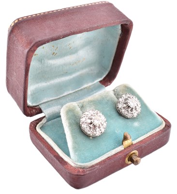 Lot 21A - DIAMOND CLUSTER STUD EARRINGS CASED