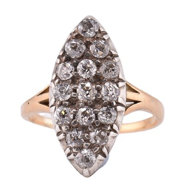 Lot 24A - GOLD & DIAMOND NAVETTE RING