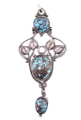 Lot 45A - ARTS & CRAFTS SILVER & TURQUOISE NECKLACE PENDANT