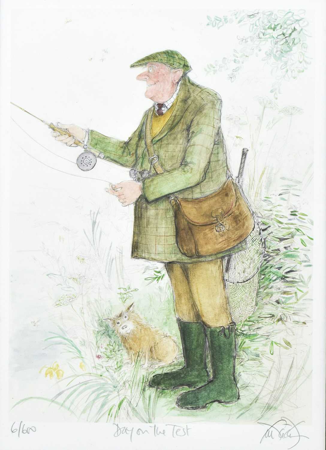 Lot 144 - SUE MACARTNEY SNAPE - 'DAY ON THE TEST' - LIMITED EDITION FISHING PRINT