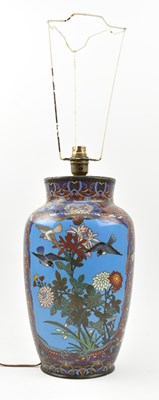 Lot 171 - PAIR OF 20TH CENTURY JAPANESE CLOISONNE VASE LAMP BASES 二十世纪日本珐琅灯座一对