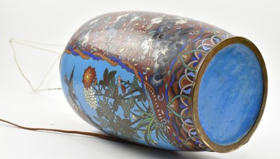 Lot 171 - PAIR OF 20TH CENTURY JAPANESE CLOISONNE VASE LAMP BASES 二十世纪日本珐琅灯座一对