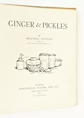 Lot 87 - POTTER, BEATRIX. 1909 GINGER & PICKLES FIRST EDITION IN ORIG. BINDING