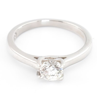 Lot 90A - LEO DIAMOND 950 PLATINUM & DIAMOND SOLITAIRE RING