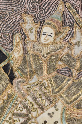 Lot 101 - BURMESE APPLIQUE TAPESTRY BEADWORK PANEL WITH HORSE