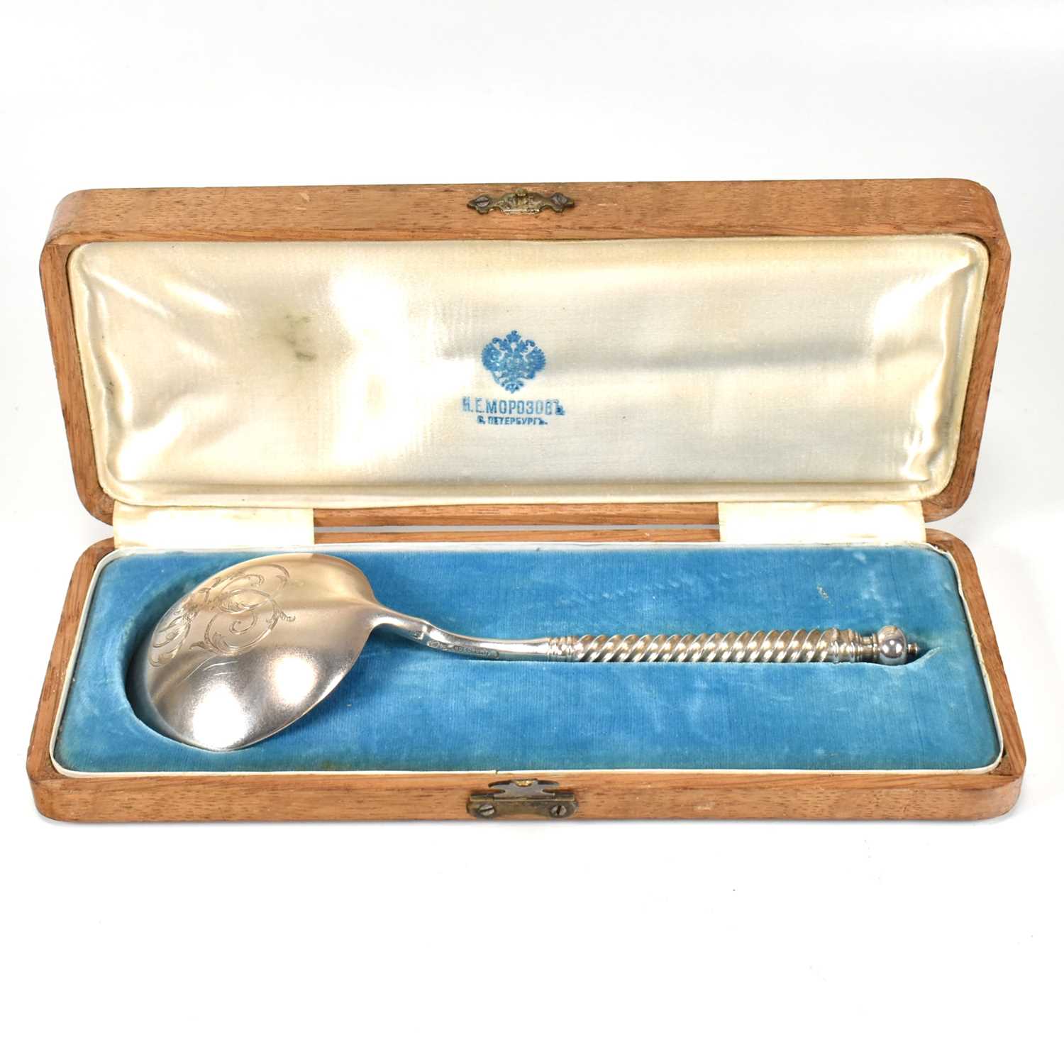 Lot 5 - CASED SILVER RUSSIAN LARGE ANOINTING SPOON