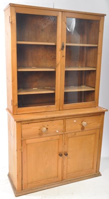 Lot 1041 - 19TH CENTURY VICTORIAN PINE BOOKCASE CABINET