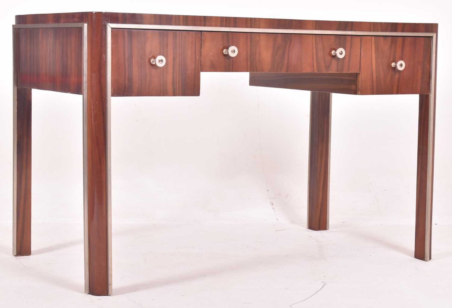 Lot 215 - FRENCH ART DECO MACASSAR VENEER & CHROME WRITING DESK