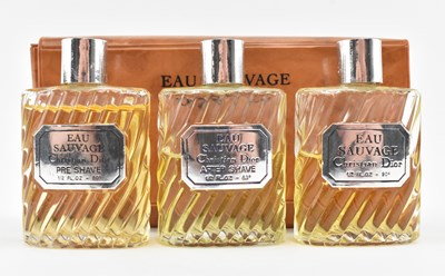 Lot 48 - CHRISTIAN DIOR - EAU SAUVAGE - VINTAGE SET OF THREE AFTERSHAVES