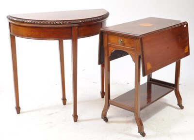 Lot 1022 - EDWARDIAN INLAID MAHOGANY SUTHERLAND TABLW W/ GAMES TABLE