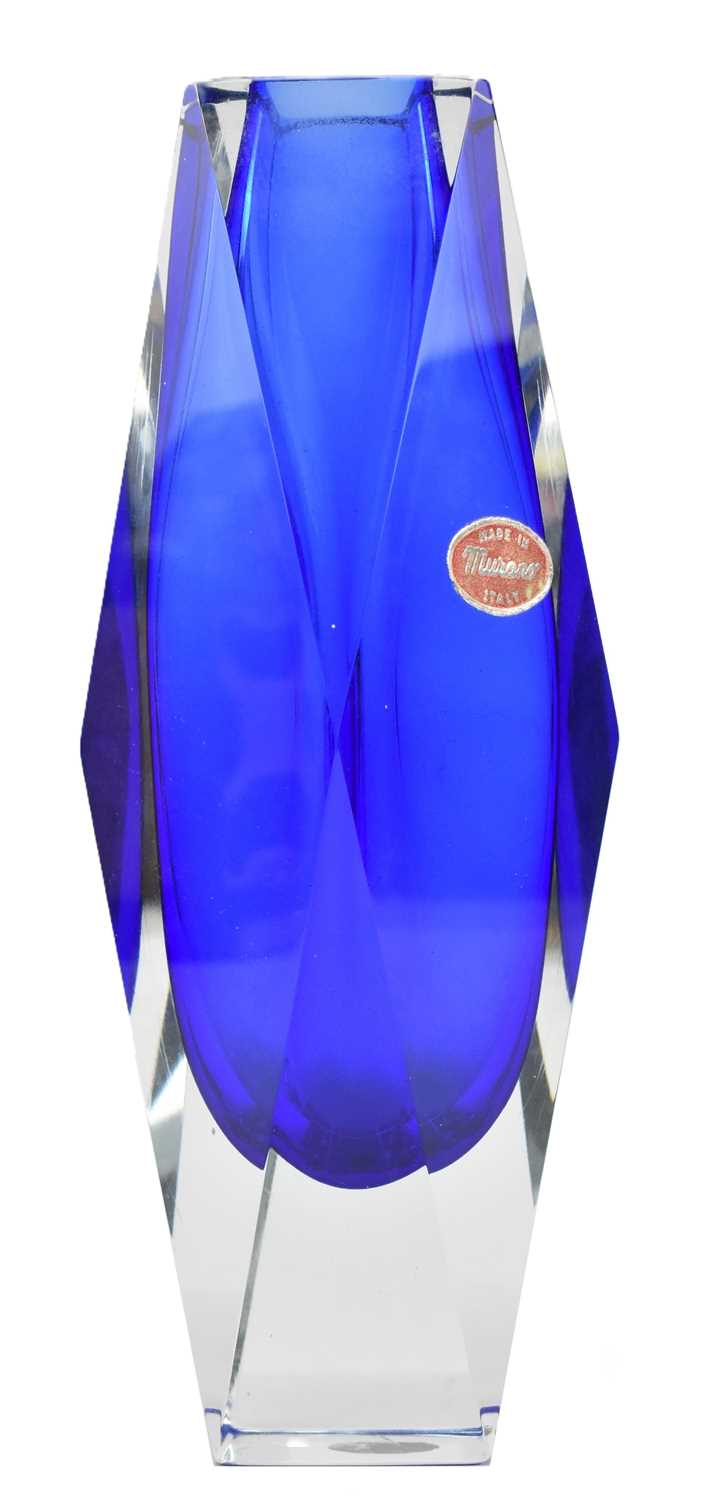 Lot 2 - MURANO MANDRUZZATO - 1960S ITALIAN BLUE GLASS VASE