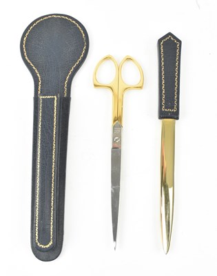 Lot 113 - JARROLDS KNIGHTSBRIDGE - MOROCCO LEATHER DESK SET IN NAVY