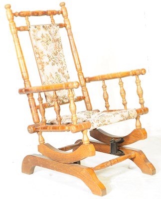 Lot 1013 - 19TH CENTURY CHILDREN'S BEECH AMERICAN ROCKING CHAIR