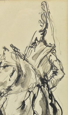 Lot 122 - FELIX FABIAN - HORSE & RIDER - PEN & INK STUDY