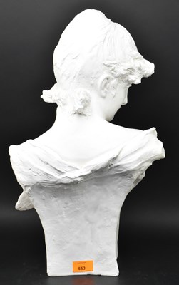 Lot 61 - AFTER ALFRED J. FORETAY - 20TH CENTURY PLASTER FIGURE OF LADY BUST