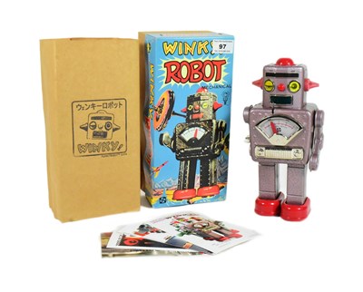 Lot 419 - TINPLATE TOYS - VINTAGE MECHANICAL WINKY ROBOT