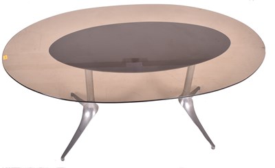 Lot 299 - CHROMCRAFT GRAFTON USA - MID CENTURY 1970S GLASS & CHROME METAL ATOMIC DINING TABLE & CHAIRS
