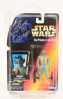 Lot 332 - STAR WARS - PAUL BLAKE (GREEDO) - SIGNED MOC CARDED ACTION FIGURE