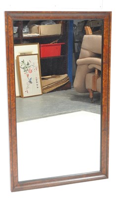 Lot 989 - VINTAGE 20TH CENTURY BURR WALNUT WALL HANGING MIRROR