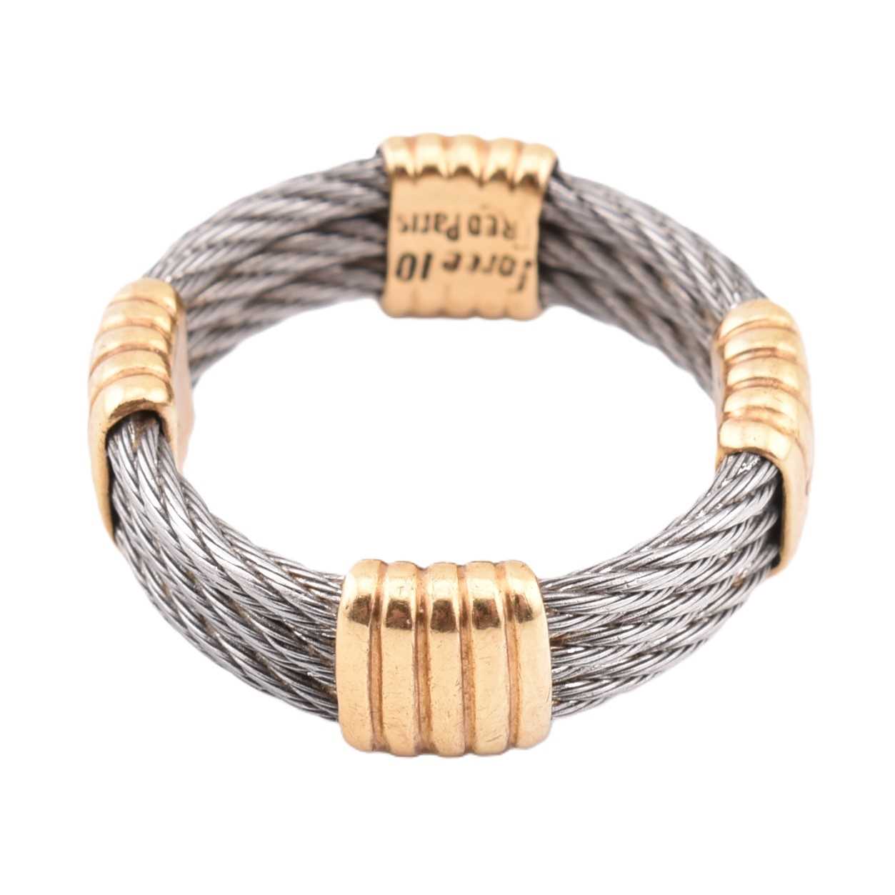 Lot 116 - FRED PARIS FORCE 10 18CT GOLD STAINLESS STEEL BAND RING