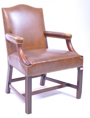 Lot 1005 - VINTAGE 20TH CENTURY GAINSBOROUGH MANNER LEATHER ARMCHAIR