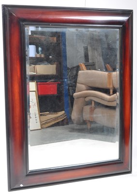 Lot 1003 - LARGE REPRODUCTION MAHOGANY FLAMED OVER MANTEL WALL MIRROR