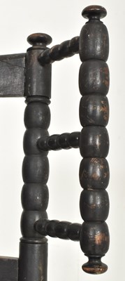 Lot 406 - ARTS & CRAFTS CIRCA 1900 EBONISED WOOD BOBBIN TURNED CHAIR