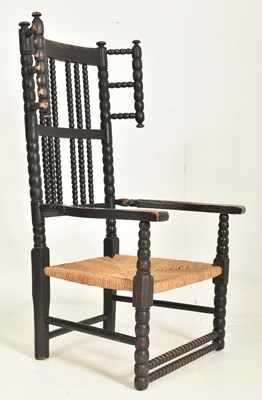 Lot 406 - ARTS & CRAFTS CIRCA 1900 EBONISED WOOD BOBBIN TURNED CHAIR