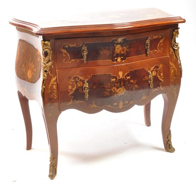 Lot 993 - REPRODUCTION LOUIS XV STYLE BOMBE CHEST OF DRAWERS