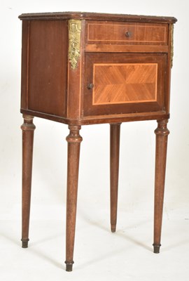 Lot 930 - 19TH CENTURY FRENCH EMPIRE WALNUT & KINGWOOD INLAID BEDSIDE CABINET