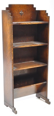 Lot 966 - 1930S ART DECO SOLID OAK PEDESTAL BOOKCASE & TROUGH STAND