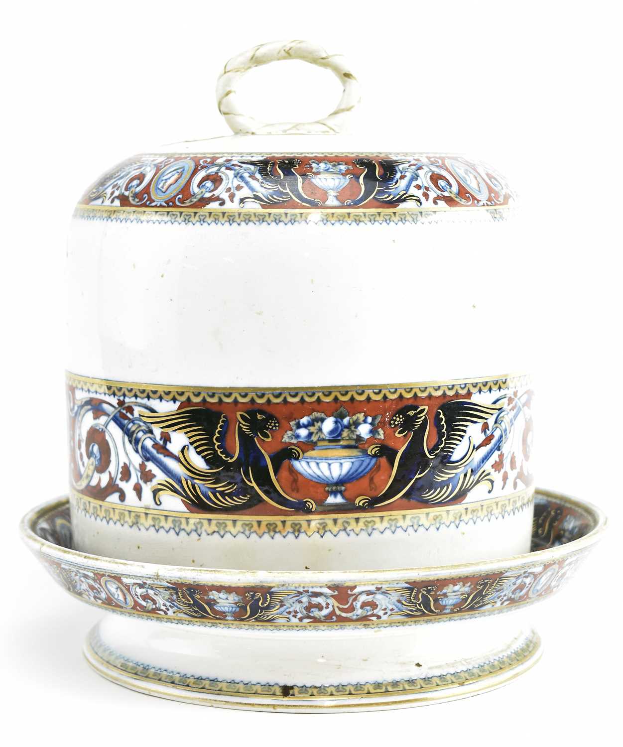 Lot 14 - VICTORIAN STONEWARE CERAMIC LIDDED CHEESE DOME WITH NEOCLASSICAL DESIGN
