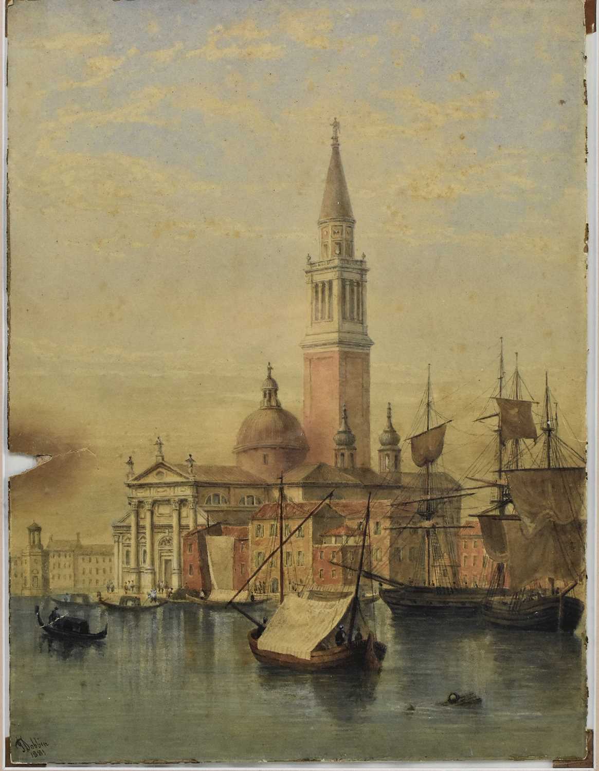 Lot 311 - JOHN DOBBIN (1815-1888) - ABBAZIA SAN GIORGIO MAGGIORE, VENICE WATERCOLOUR
