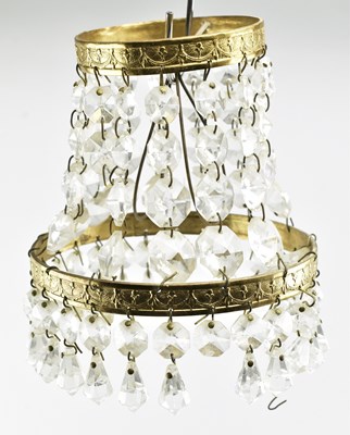Lot 154 - PAIR OF EARLY 20TH CENTURY GILT METAL EMPIRE STYLE MINIATURE PENDANT CHANDELIERS