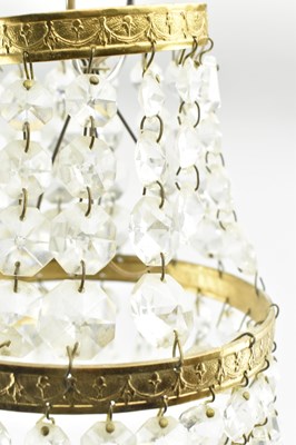 Lot 154 - PAIR OF EARLY 20TH CENTURY GILT METAL EMPIRE STYLE MINIATURE PENDANT CHANDELIERS