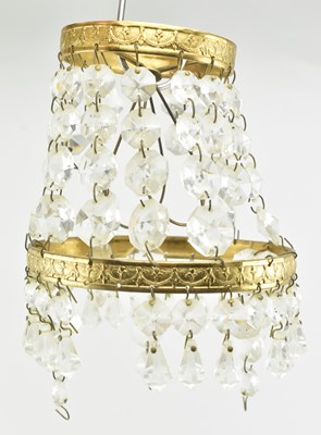 Lot 154 - PAIR OF EARLY 20TH CENTURY GILT METAL EMPIRE STYLE MINIATURE PENDANT CHANDELIERS