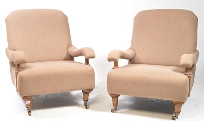 Lot 936 - HOWARD & SONS 19TH CENTURY MANNER PAIR OF ARMCHAIRS