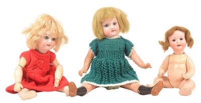 Lot 221 - COLLECTION OF X3 GERMAN BISQUE HEADED DOLLS