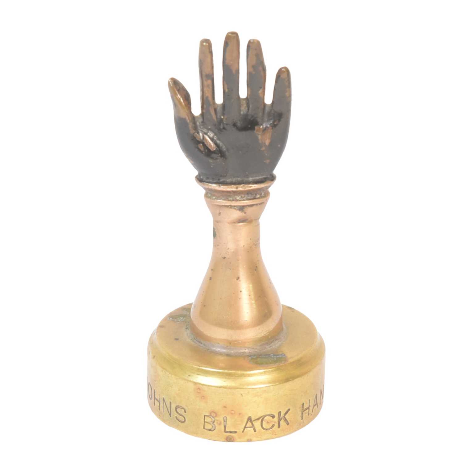 Lot 4 - ST JOHNS BLACK HAND GANG - EARLY 20TH CENTURY BRASS PAPERWEIGHT