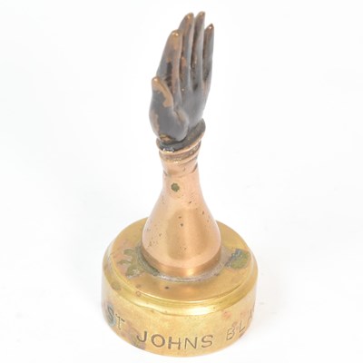 Lot 4 - ST JOHNS BLACK HAND GANG - EARLY 20TH CENTURY BRASS PAPERWEIGHT