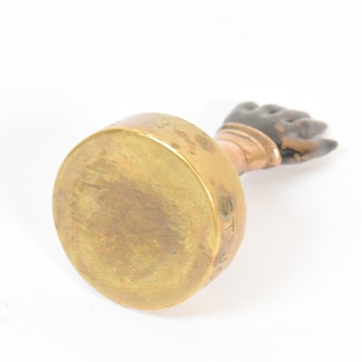 Lot 4 - ST JOHNS BLACK HAND GANG - EARLY 20TH CENTURY BRASS PAPERWEIGHT