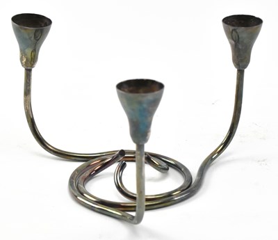 Lot 134 - DANISH STYLE SILVER PLATE CENTREPIECE CANDLESTICK