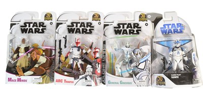 Lot 395 - STAR WARS - THE CLONE WARS - 50TH ANNIVERSARY CARDED FIGURES