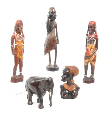 Lot 260 - COLLECTION OF WOODEN CARVED TRIBAL FIGURES