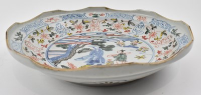 Lot 97 - TIANQI WUCAI PROCELAIN 'SCHOLAR UNDER PINE TREE' DISH 明 五彩‘松下老人’盘