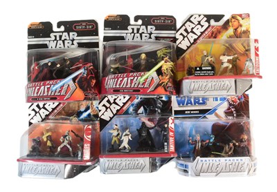 Lot 416 - STAR WARS -BATTLE PACKS UNLEASHED - CARDED ACTION FIGURE SETS