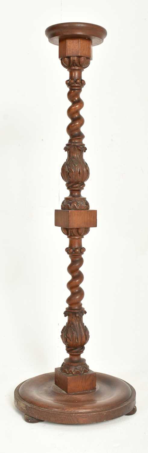 Lot 404 - 19TH CENTURY CARVED MAHOGANY BARLEY TWIST TORCHERE PLANT STAND