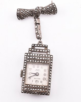 Lot 297 - FIVE SILVER MARCASITE WATCHES