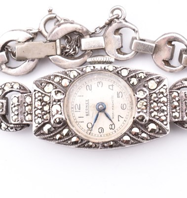 Lot 297 - FIVE SILVER MARCASITE WATCHES