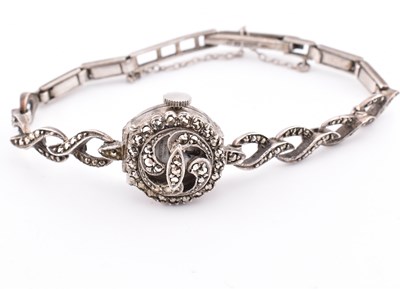 Lot 297 - FIVE SILVER MARCASITE WATCHES